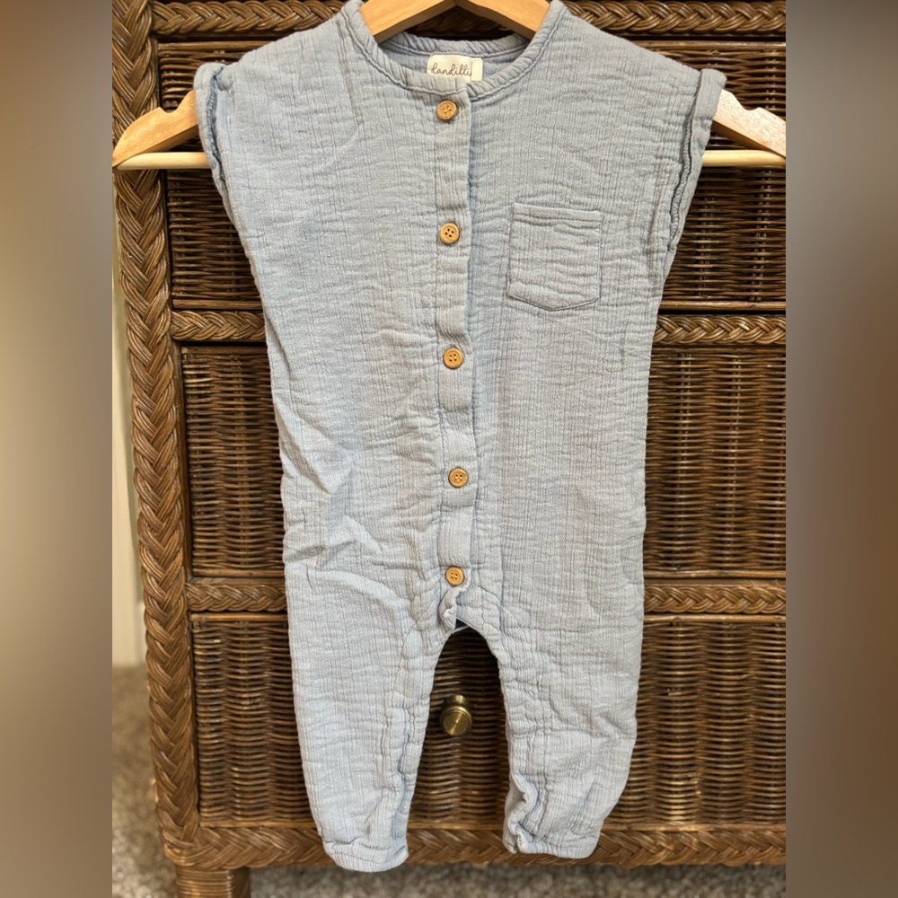 Blue Button-Up Baby Romper